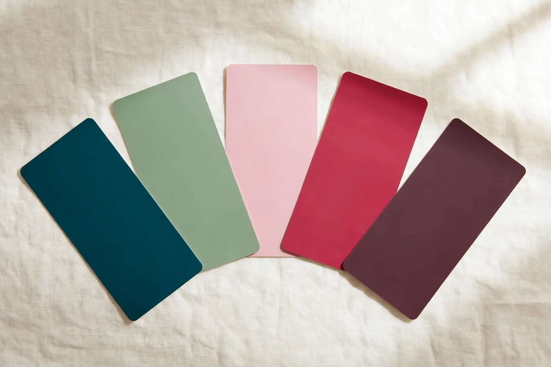 Benjamin Moore paint color swatch cards fanned out
